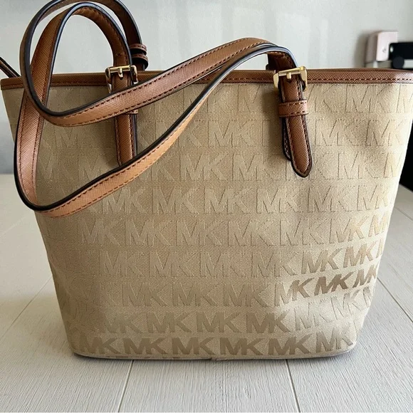 Michael Kors Canvas Jet Set Medium Logo Tote